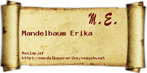 Mandelbaum Erika névjegykártya